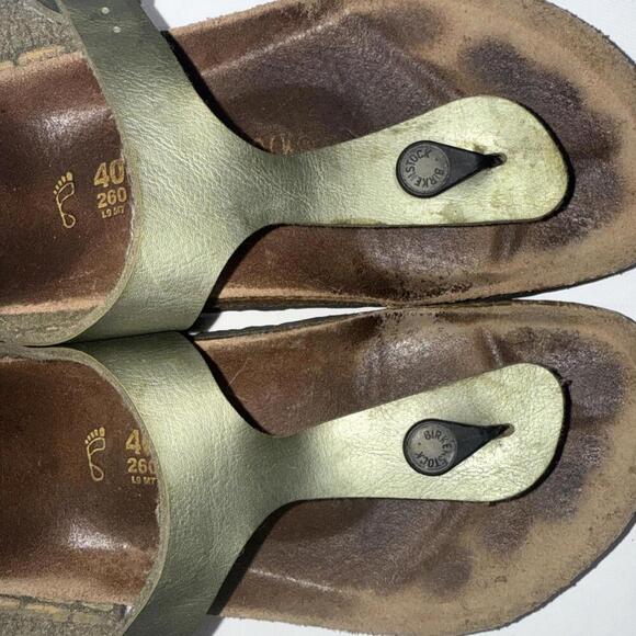 BIRKENSTOCK Gizeh Green Metallic Gorpcore Boho Thong Sandals Size 40 - Picture 13 of 15